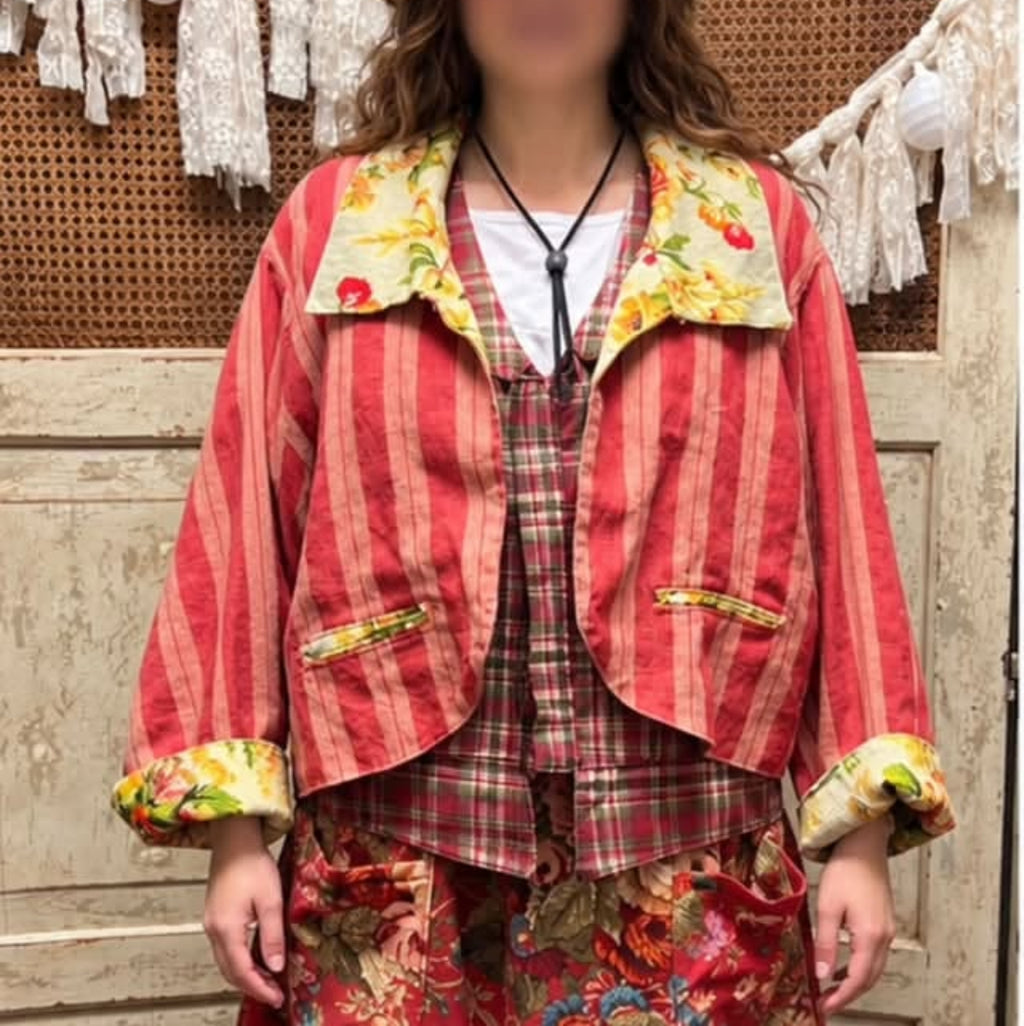 Strawberry Lemonade Striped Floral Jacket