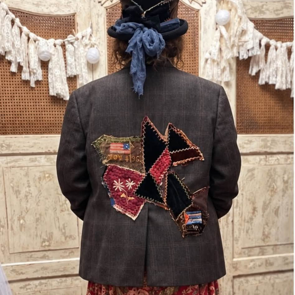 Midnight Keepsake Crazy Quilt Blazer