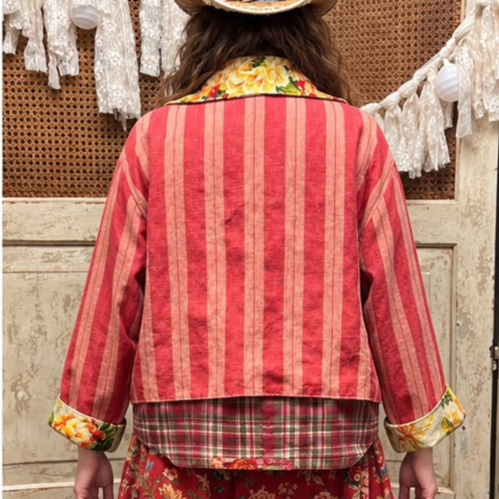Strawberry Lemonade Striped Floral Jacket