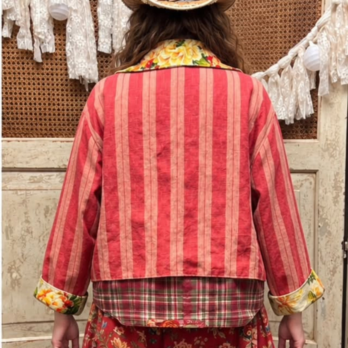 Strawberry Lemonade Striped Floral Jacket