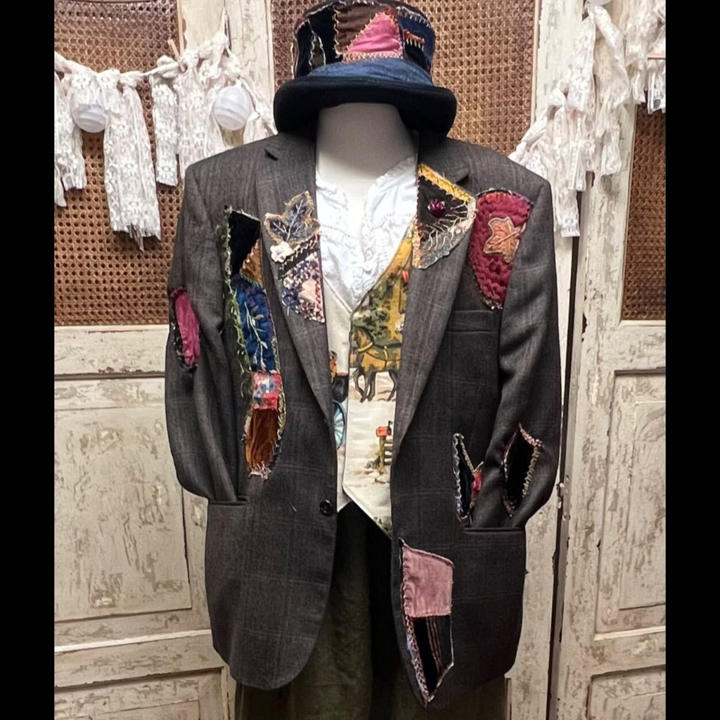 Midnight Keepsake Crazy Quilt Blazer