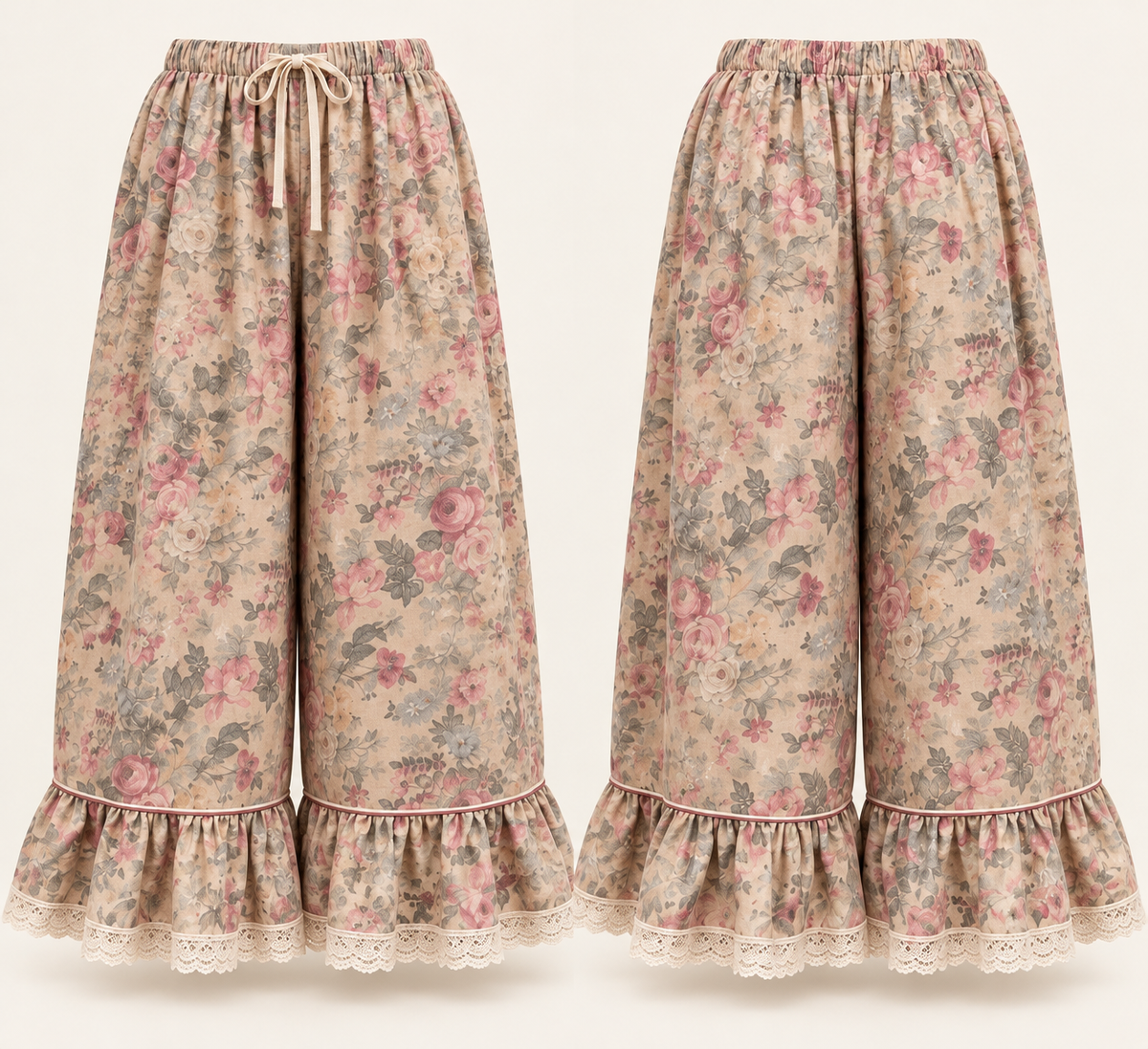 Rosewater Cottage Ruffle-Hem Pants