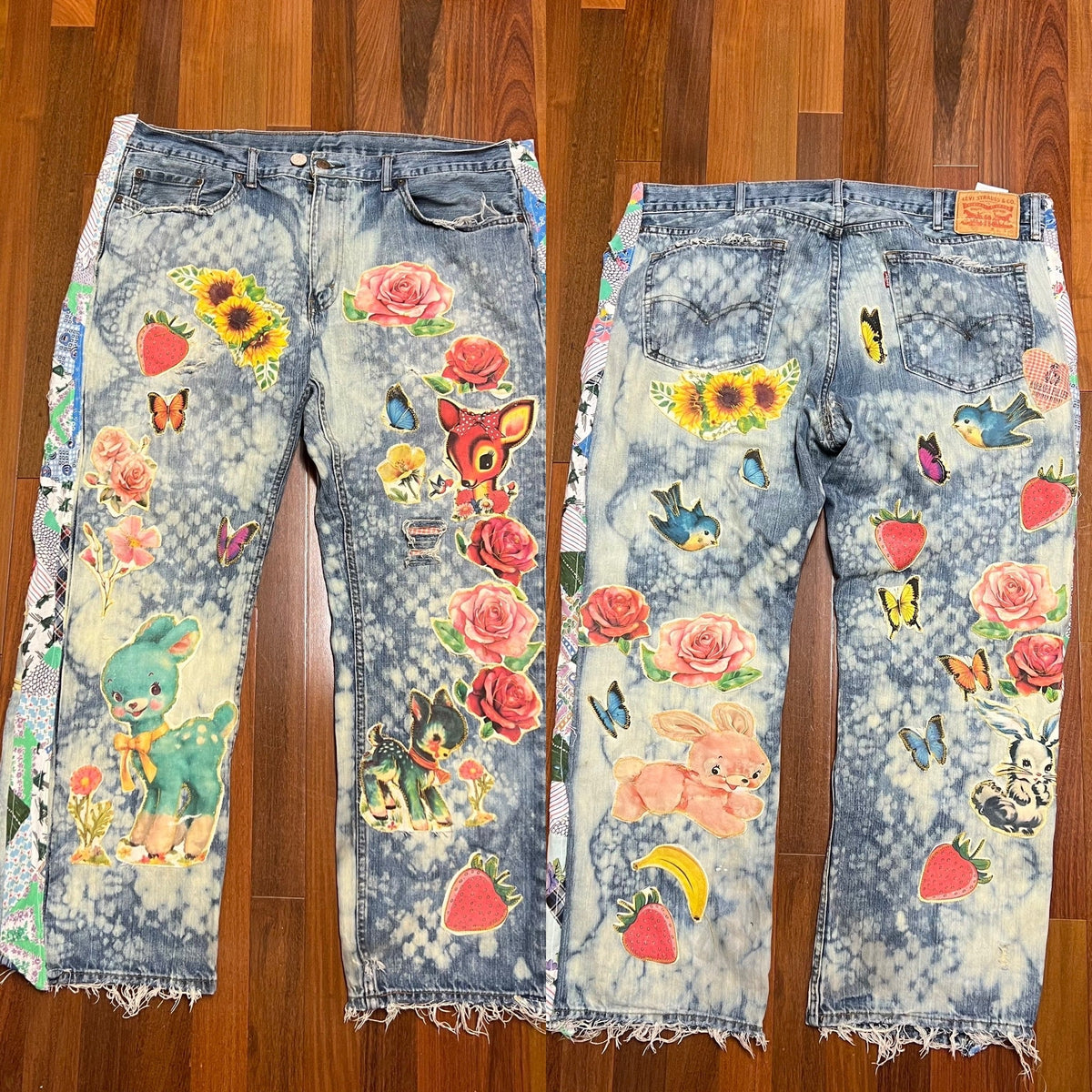 Strawberry Fields & Storybook Friends Jeans OOAK