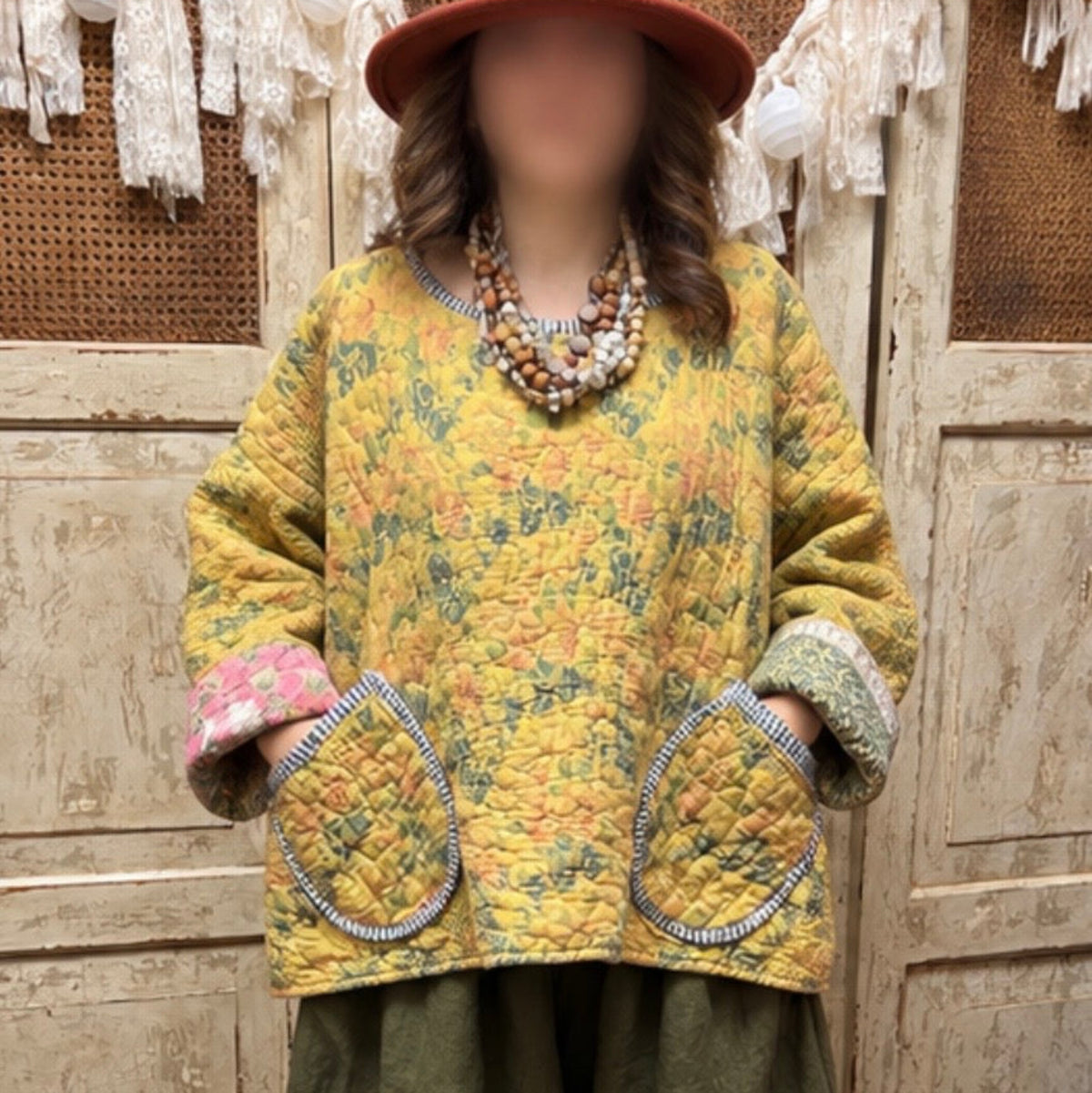 Marigold Morning Quilted Floral Pullover