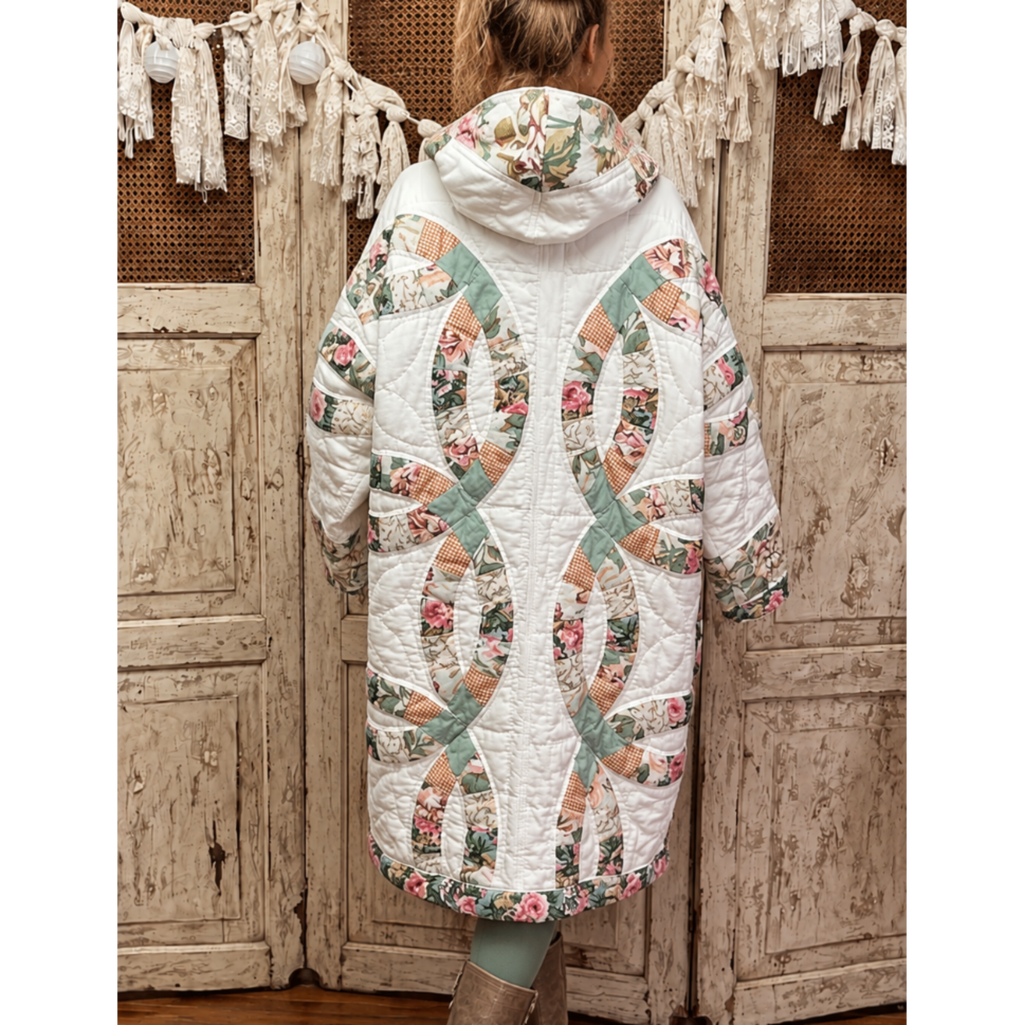 Rosewood Garden Hooded Patchwork Quilt Coat