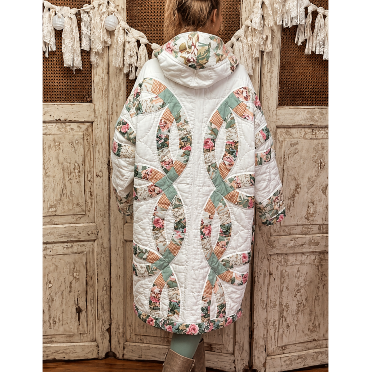 Rosewood Garden Hooded Patchwork Quilt Coat